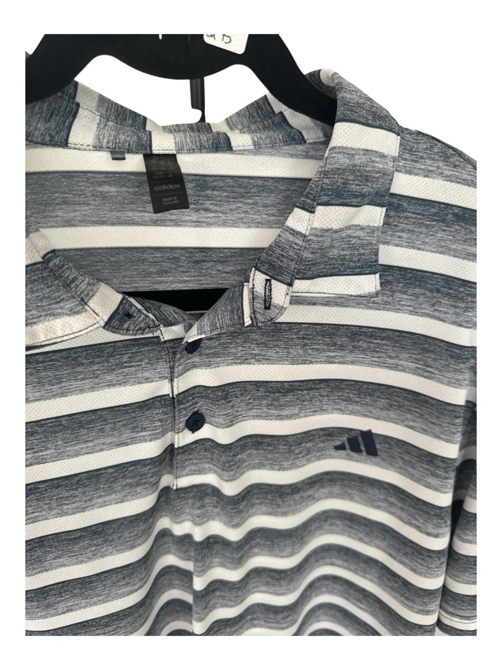 adidas Men’s Gray & White Striped Polo